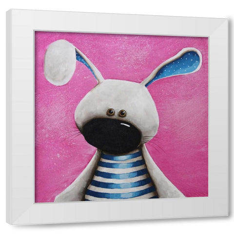 The Blue Bunny White Modern Wood Framed Art Print by Stewart, Lucia