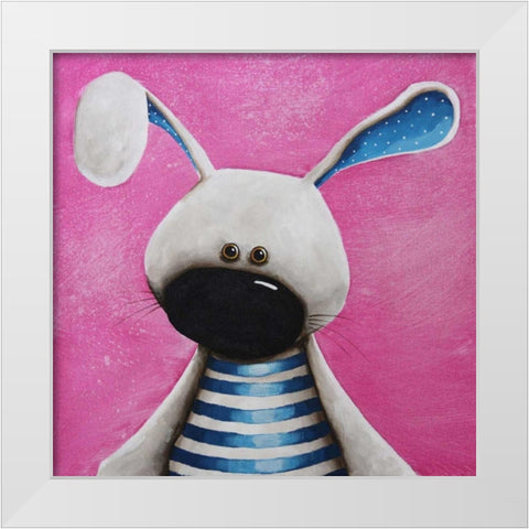 The Blue Bunny White Modern Wood Framed Art Print by Stewart, Lucia