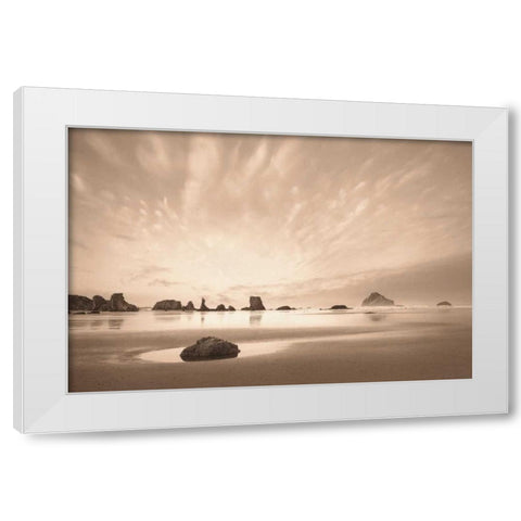 Morning on the Beach White Modern Wood Framed Art Print by Svibilsky, Igor