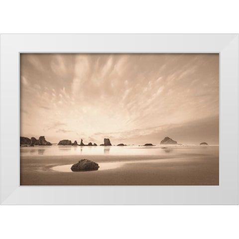 Morning on the Beach White Modern Wood Framed Art Print by Svibilsky, Igor