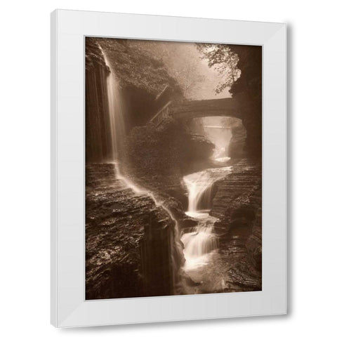 Waterfall on a Rainy Day White Modern Wood Framed Art Print by Svibilsky, Igor