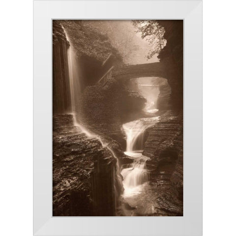 Waterfall on a Rainy Day White Modern Wood Framed Art Print by Svibilsky, Igor