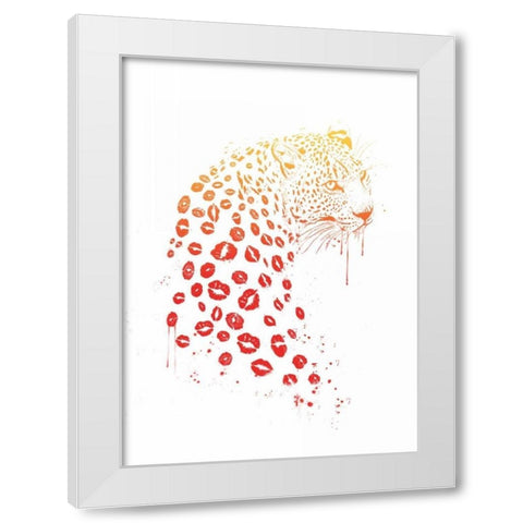 Kiss Me White Modern Wood Framed Art Print by Solti, Balazs