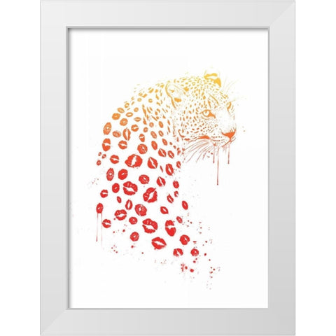 Kiss Me White Modern Wood Framed Art Print by Solti, Balazs
