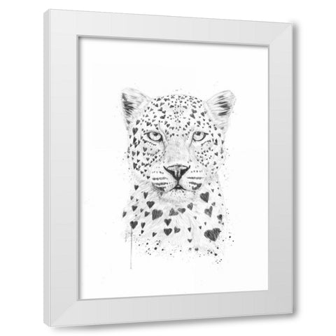Lovely Leopard White Modern Wood Framed Art Print by Solti, Balazs