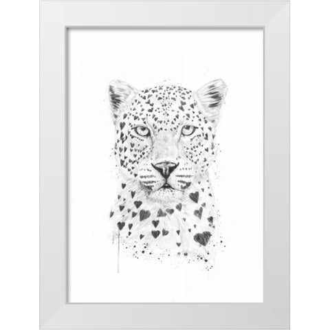 Lovely Leopard White Modern Wood Framed Art Print by Solti, Balazs