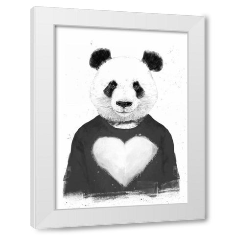 Lovely Panda White Modern Wood Framed Art Print by Solti, Balazs