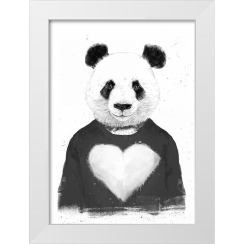 Lovely Panda White Modern Wood Framed Art Print by Solti, Balazs