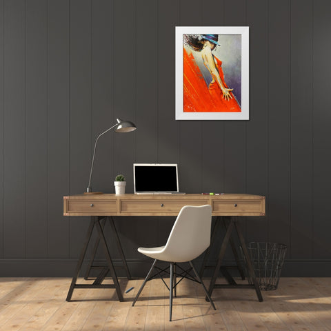 Rubi White Modern Wood Framed Art Print by Staples, Colin John