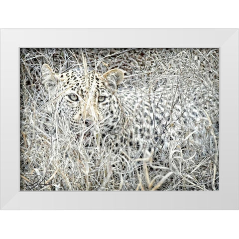 Leopard White Modern Wood Framed Art Print by Sobol, Helene