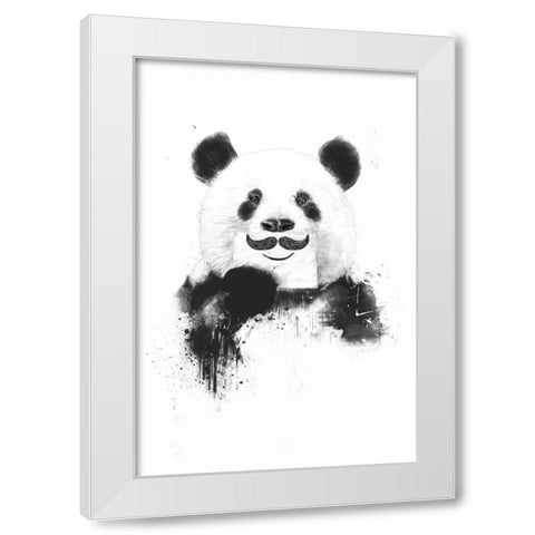 Funny Panda White Modern Wood Framed Art Print by Solti, Balazs