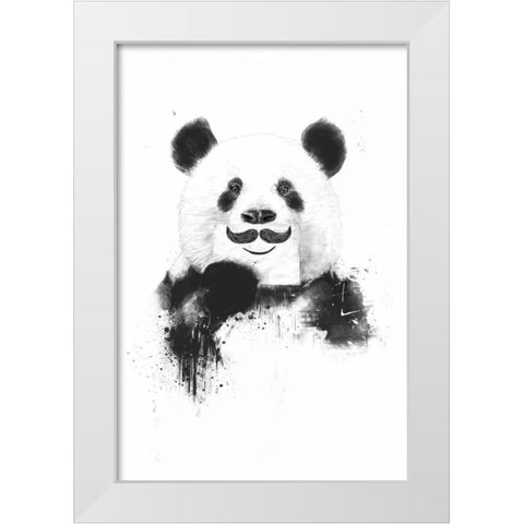 Funny Panda White Modern Wood Framed Art Print by Solti, Balazs