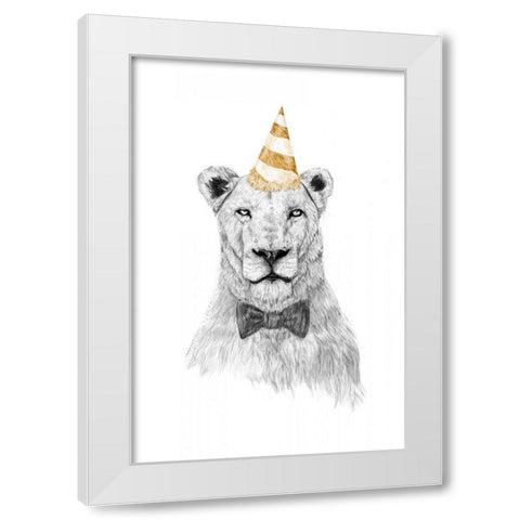 Get The Party Started White Modern Wood Framed Art Print by Solti, Balazs
