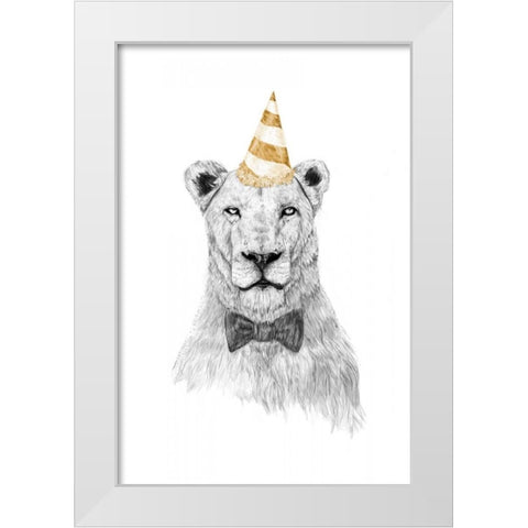Get The Party Started White Modern Wood Framed Art Print by Solti, Balazs