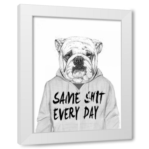 Same Shit Everyday White Modern Wood Framed Art Print by Solti, Balazs