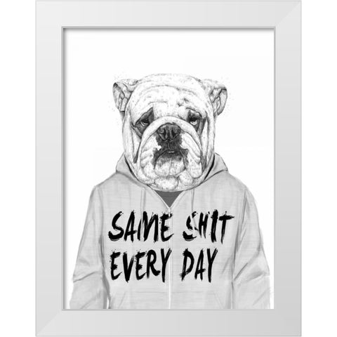 Same Shit Everyday White Modern Wood Framed Art Print by Solti, Balazs
