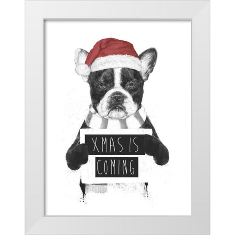 Xmas is Coming White Modern Wood Framed Art Print by Solti, Balazs