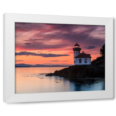 Orange Sunset at Lime Kiln Lighthouse White Modern Wood Framed Art Print by Severn, Shawn/Corinne