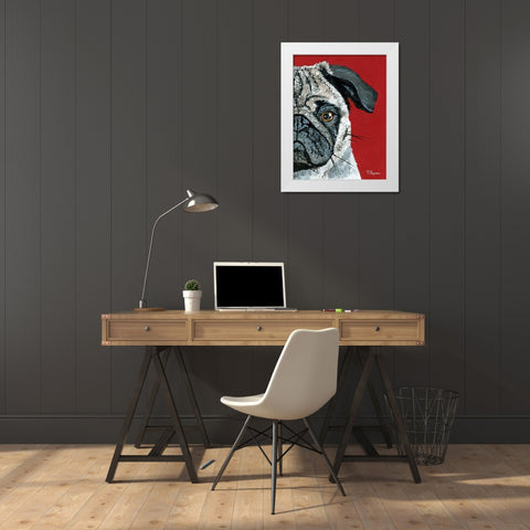 Pug a Boo White Modern Wood Framed Art Print by Symons, Melissa