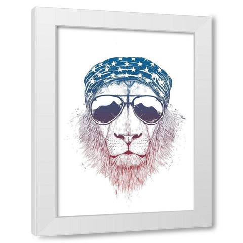 Wild Lion White Modern Wood Framed Art Print by Solti, Balazs