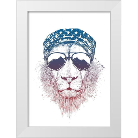 Wild Lion White Modern Wood Framed Art Print by Solti, Balazs