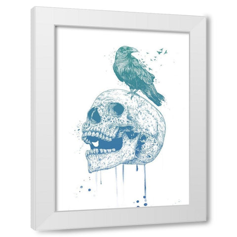 New Skull (Blue) White Modern Wood Framed Art Print by Solti, Balazs