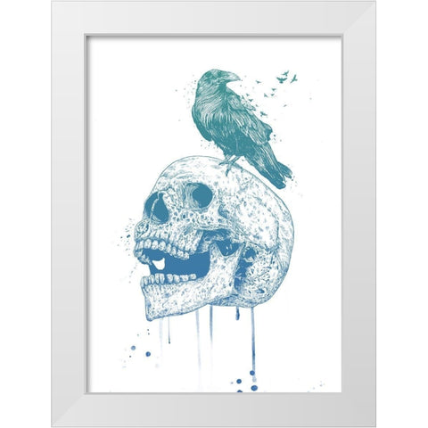 New Skull (Blue) White Modern Wood Framed Art Print by Solti, Balazs
