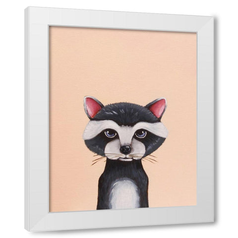 Baby Raccoon White Modern Wood Framed Art Print by Stewart, Lucia