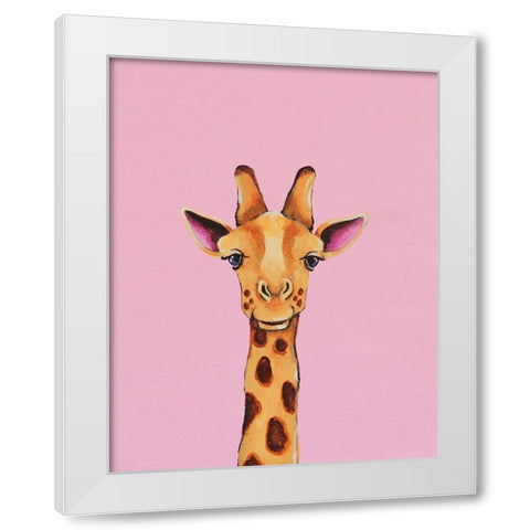 Baby Giraffe White Modern Wood Framed Art Print by Stewart, Lucia