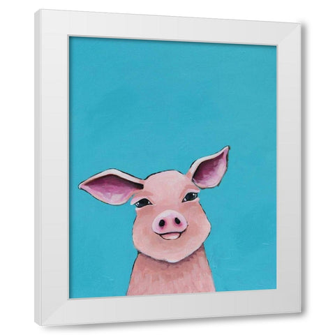 Little Pig White Modern Wood Framed Art Print by Stewart, Lucia