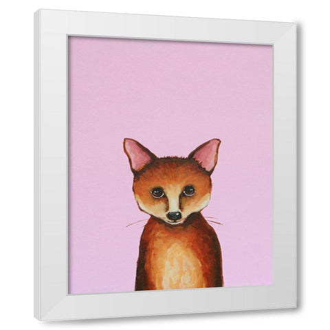 Little Fox White Modern Wood Framed Art Print by Stewart, Lucia