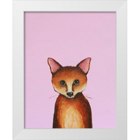 Little Fox White Modern Wood Framed Art Print by Stewart, Lucia