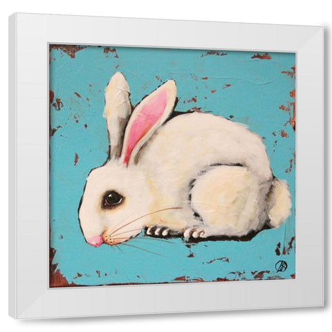 The Bunny White Modern Wood Framed Art Print by Stewart, Lucia