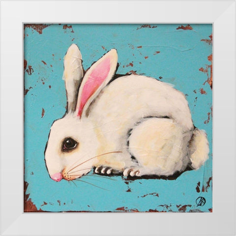 The Bunny White Modern Wood Framed Art Print by Stewart, Lucia