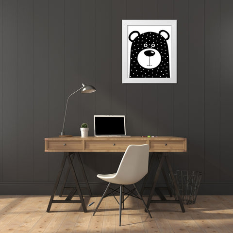 Bean Bear White Modern Wood Framed Art Print by Stewart, Lucia