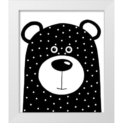 Bean Bear White Modern Wood Framed Art Print by Stewart, Lucia