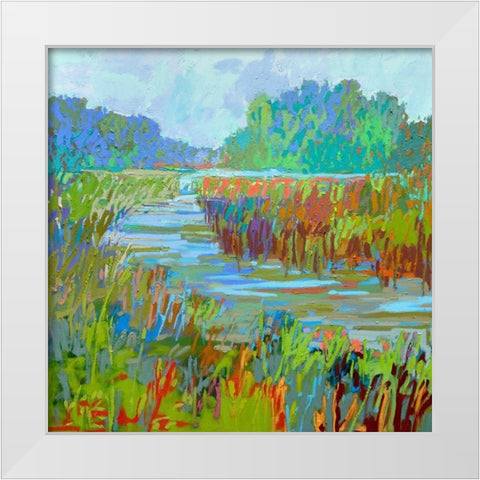 A Bend in the River White Modern Wood Framed Art Print by Schmidt, Jane
