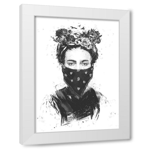 Rebel Girl White Modern Wood Framed Art Print by Solti, Balazs