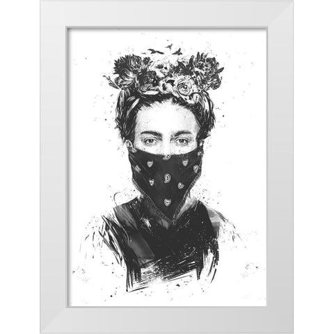 Rebel Girl White Modern Wood Framed Art Print by Solti, Balazs