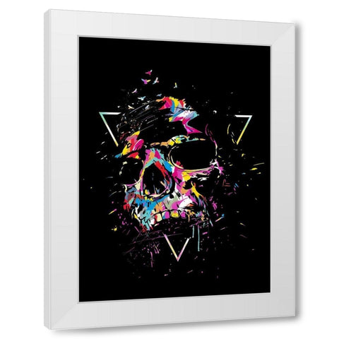Skull X (color) White Modern Wood Framed Art Print by Solti, Balazs
