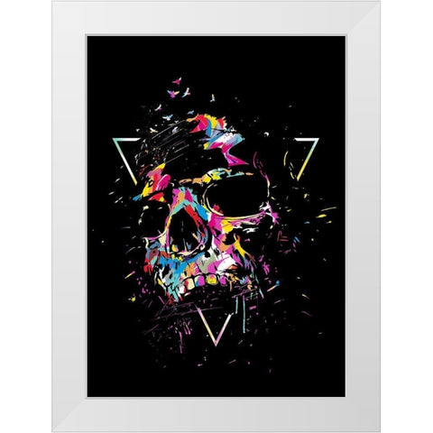 Skull X (color) White Modern Wood Framed Art Print by Solti, Balazs