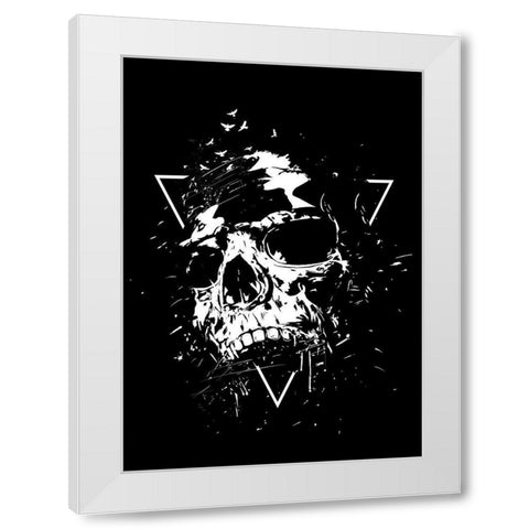 Skull X (BW) White Modern Wood Framed Art Print by Solti, Balazs