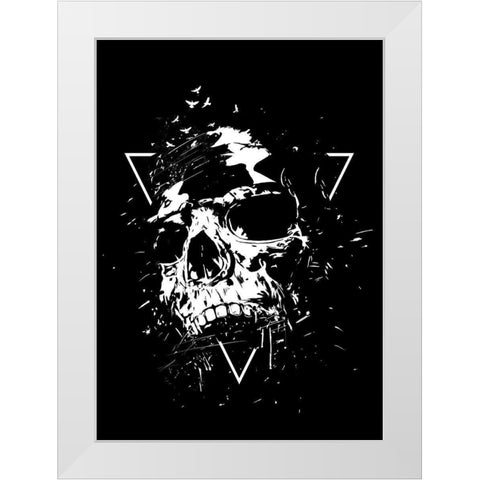 Skull X (BW) White Modern Wood Framed Art Print by Solti, Balazs