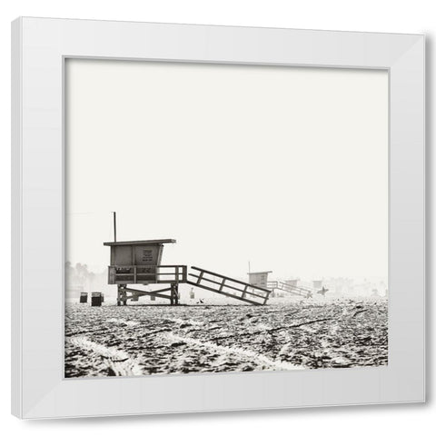 BW Lifeguard White Modern Wood Framed Art Print by Soffia, Myan