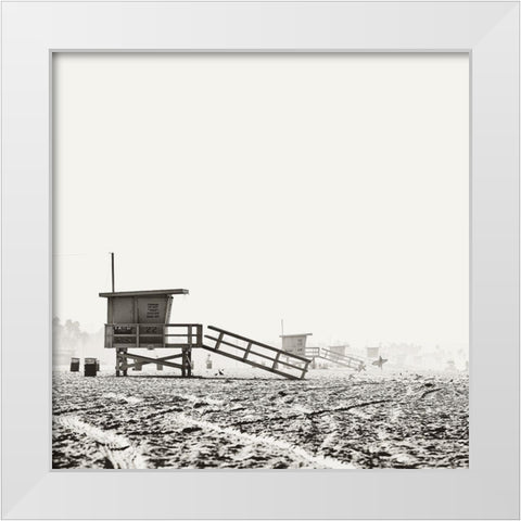BW Lifeguard White Modern Wood Framed Art Print by Soffia, Myan