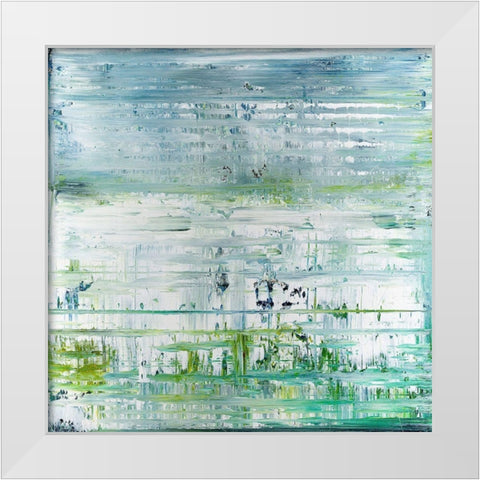 Green Field White Modern Wood Framed Art Print by Smach, Radek