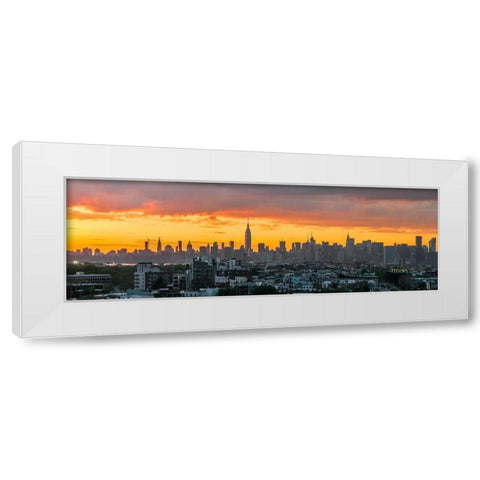 Manhattan Skyline from Brooklyn White Modern Wood Framed Art Print by Silver, Richard
