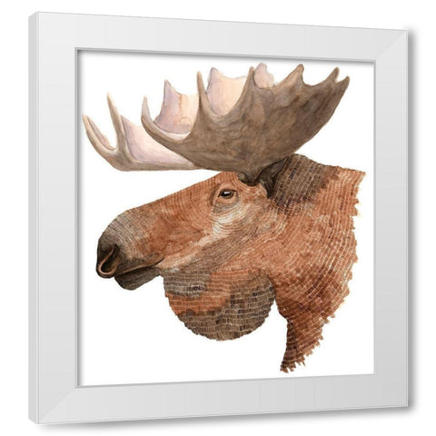 Moose White Modern Wood Framed Art Print by Saylor, Jeannine