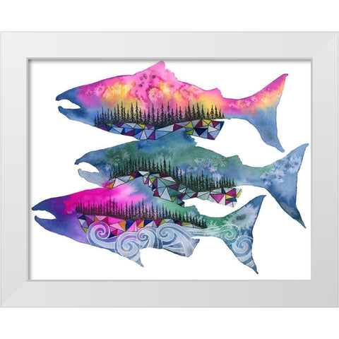 Salmon Season White Modern Wood Framed Art Print by Saylor, Jeannine