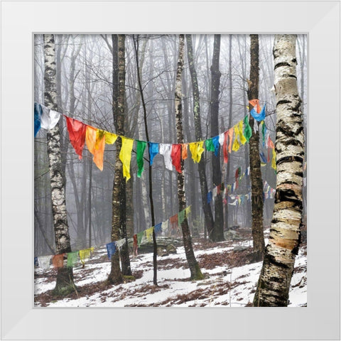 Prayer Flags, Woodstock, NY White Modern Wood Framed Art Print by Sinclair, Kelly